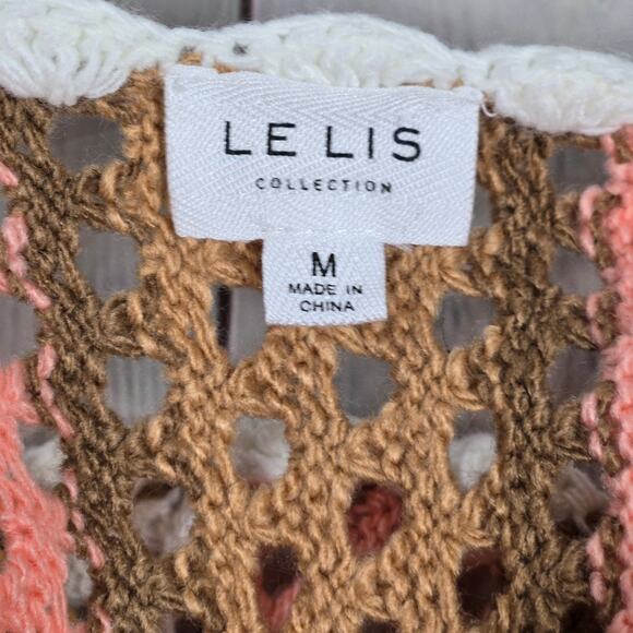LE LIS COLLECTION Crochet Striped Button‎ Front Crop Top Women Size M - Picture 3 of 7